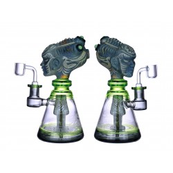 8.8" Sand Blasted Art Face Beaker Water Pipe [M30]